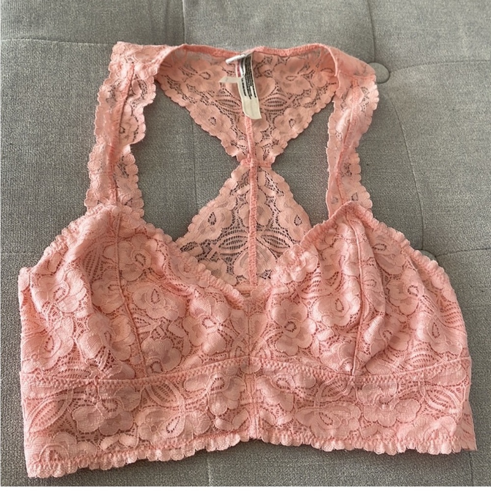Free People racerback lace pink bralette
